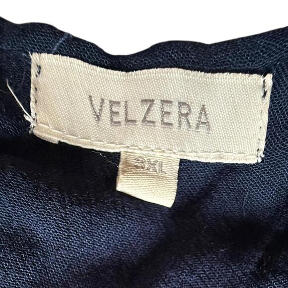 Velzera Navy Blue Embroidered Boho Tunic Dress 3X Flowy Peasant Style - Picture 2 of 5